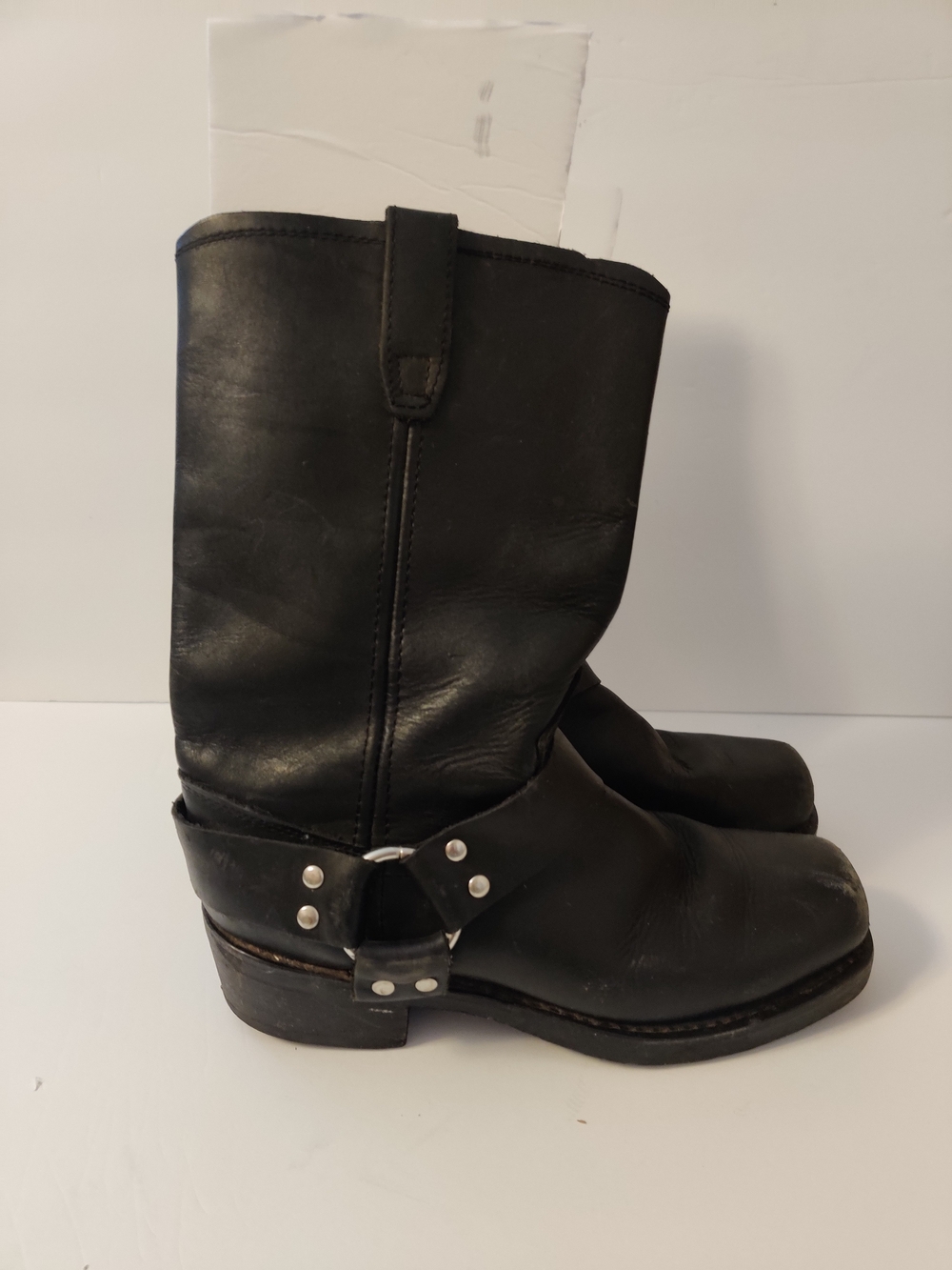 Dingo Black Leather Harness Boots - Classic Moto Style 8D